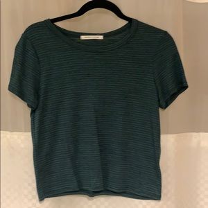 Green striped cropped shirt